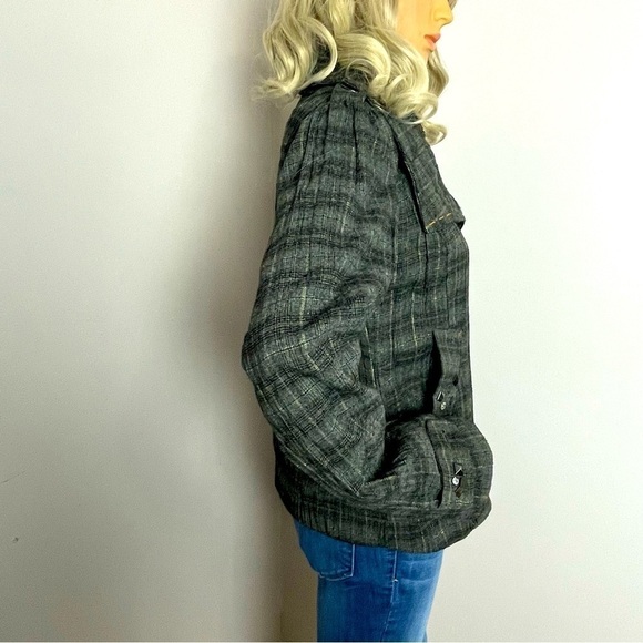 BKE Military-Style Bomber Jacket – Gray & Yellow  Size: Small - Picture 4 of 14